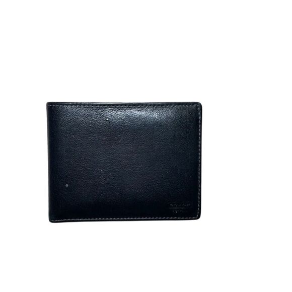 Coach Men's Black Slim Fold Wallet with Logo Accents in One Size - Picture 1 of 12